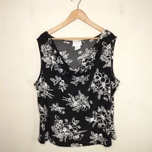 Worthington Floral Top Stretch Jersey Knit Sleeveless